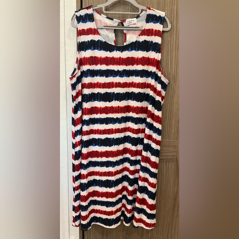 Liberty Park Womens Sleeveless Red/white/blue Dress Size 2X